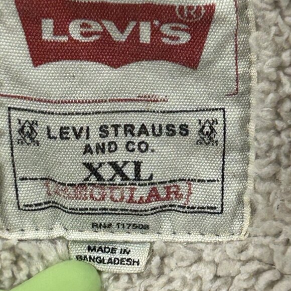 Vintage Levis Jacket Men's XXL Blue Denim Sherpa Lined Shirt Shacket Y2K - Picture 3 of 13